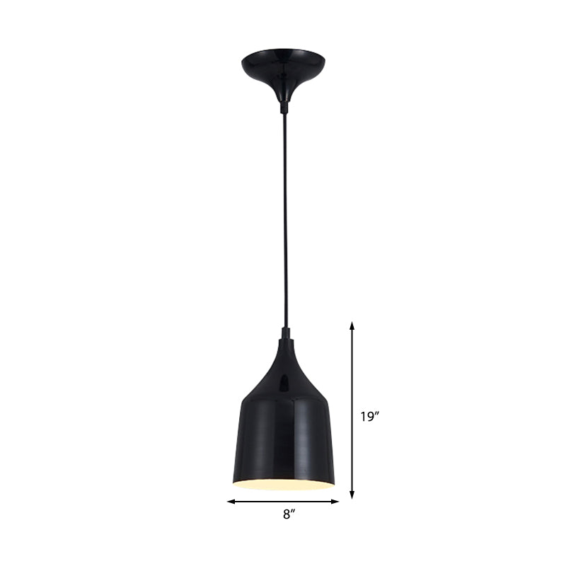 Contemporary Metal Bell Ceiling Hanging Light - Adjustable 1 Pendant In White/Black