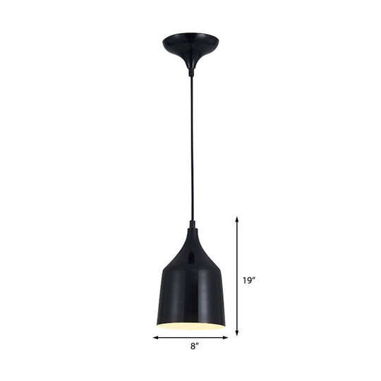Contemporary Metal Bell Ceiling Hanging Light - Adjustable 1 Pendant In White/Black