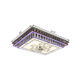 Modern Clear Crystal Block Flush Mount Led Ceiling Light Fixture With Stainless-Steel Design
