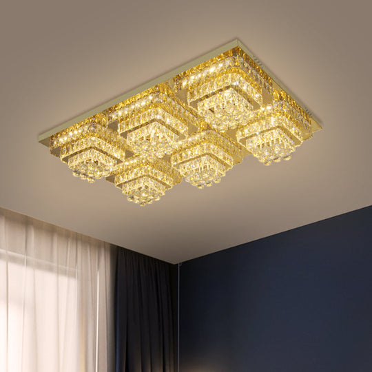 Contemporary Led Flush Mount Ceiling Light With Clear Crystal Shade