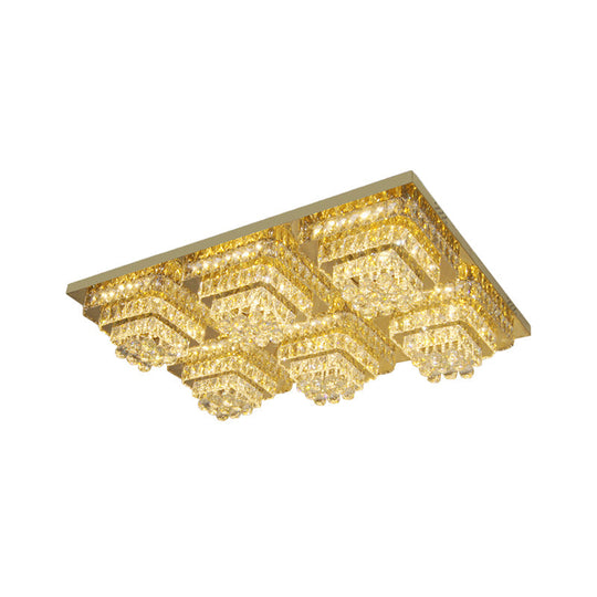 Contemporary Led Flush Mount Ceiling Light With Clear Crystal Shade