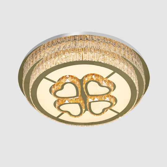 Modern Heart - Design Led Crystal Flush Mount Lamp With Nickel Finish For Great Room Lighting