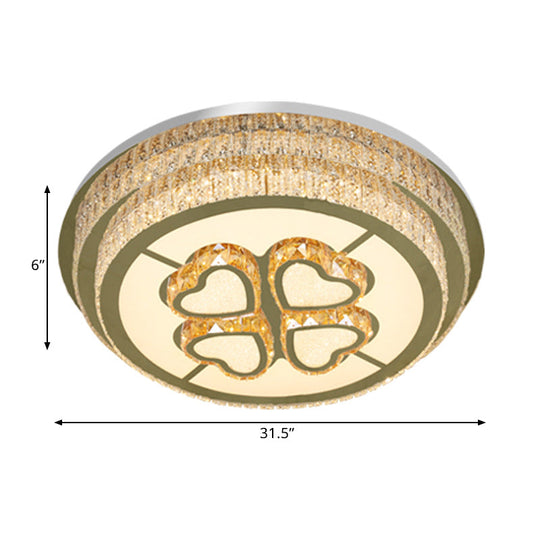 Modern Heart - Design Led Crystal Flush Mount Lamp With Nickel Finish For Great Room Lighting