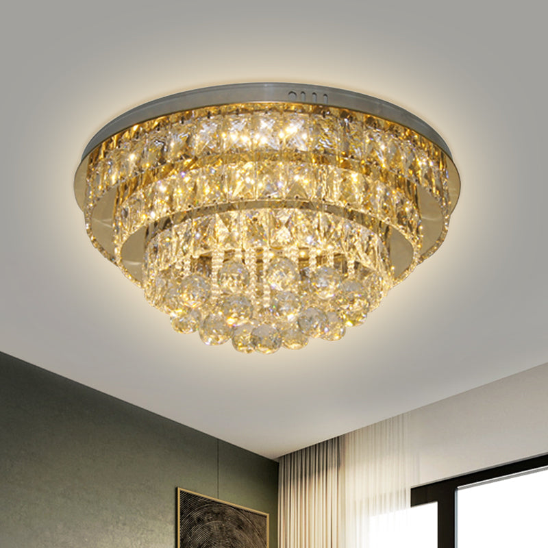 Clear Crystal Led Ceiling Light With Stainless Steel Finish