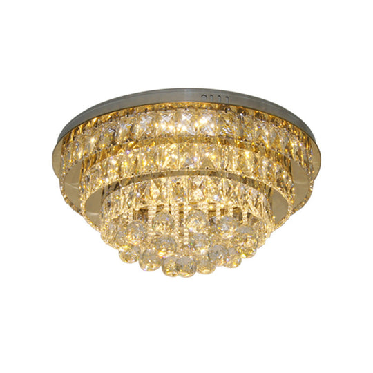 Clear Crystal Led Ceiling Light With Stainless Steel Finish