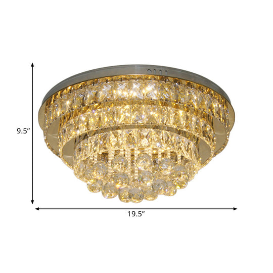 Clear Crystal Led Ceiling Light With Stainless Steel Finish