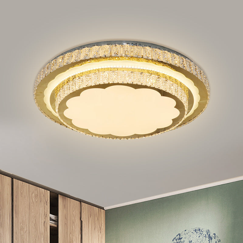 Modern Led Clear Crystal Ceiling Fixture Stainless Steel Flush Mount Lamp