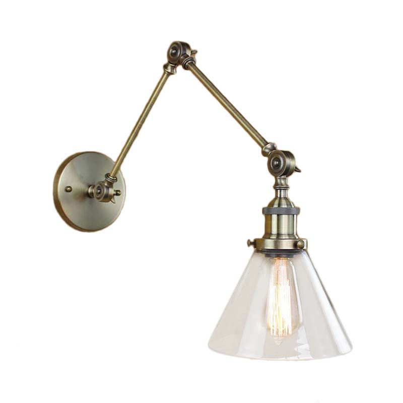 Vintage Style Wall Sconce With Clear Glass And Satin Brass Chrome Or Antique Finish - Perfect For