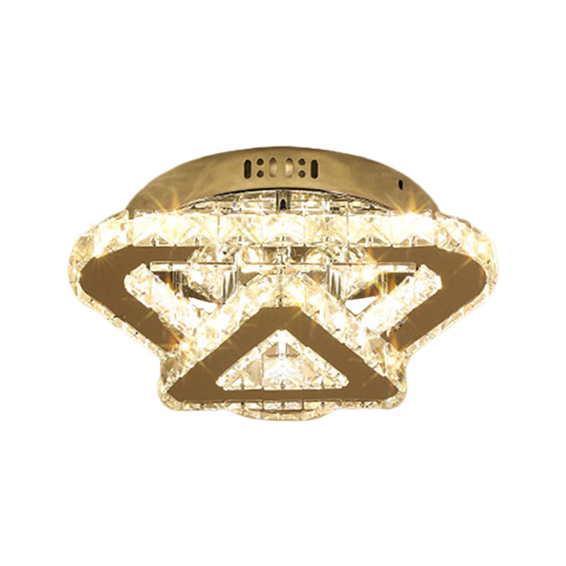 Contemporary Stainless - Steel Led Semi Flush Mount Ceiling Lamp With Clear Crystal Blocks