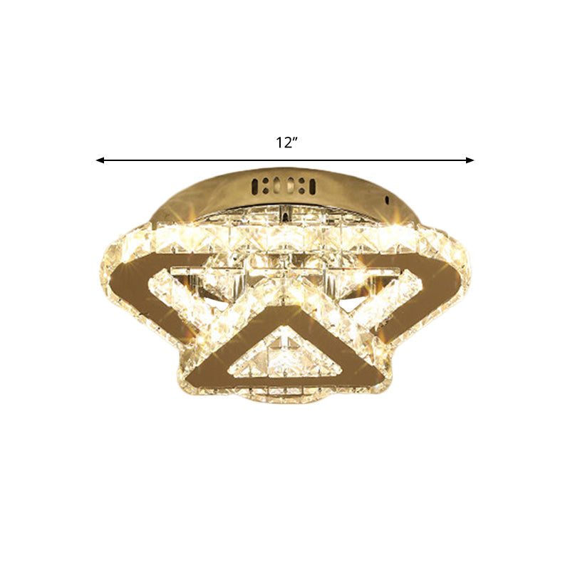 Contemporary Stainless - Steel Led Semi Flush Mount Ceiling Lamp With Clear Crystal Blocks