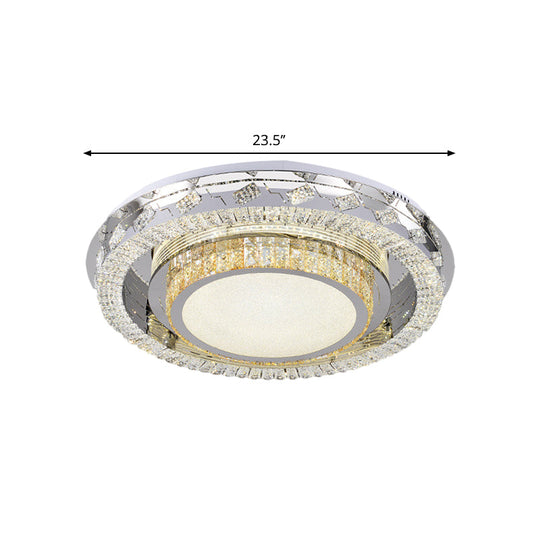 Led Stainless-Steel Flush Mount Crystal Block Ceiling Light Fixture