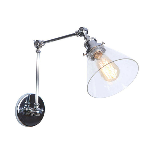 Vintage Style Wall Sconce With Clear Glass And Satin Brass Chrome Or Antique Finish - Perfect For