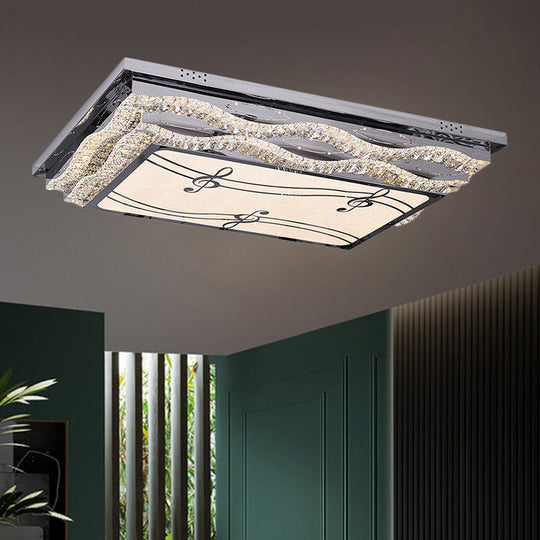 Clear Crystal Led Ceiling Light: Modern Stainless - Steel Flushmount For Bedchamber With Note