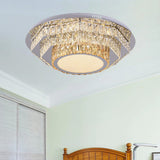 Modern Led Ceiling Lamp: Stainless-Steel Flushmount With Elegant Crystal Design