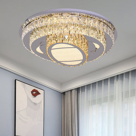 Modern Led Ceiling Lamp: Stainless-Steel Flushmount With Elegant Crystal Design