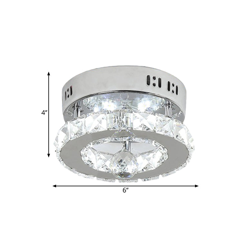 Modern Stainless - Steel Semi Flush Led Lighting Fixture With White/Warm Light And Clear Beveled
