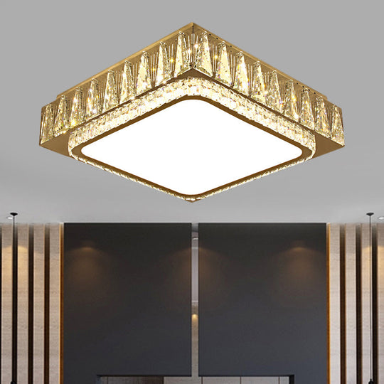 Modern Led Crystal Ceiling Light With Stainless Steel Finish