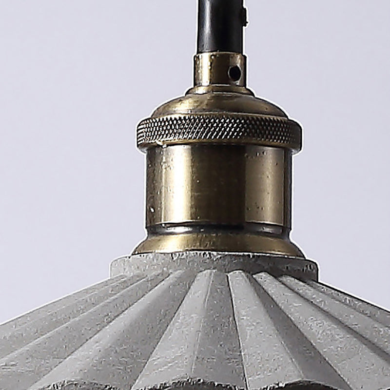 Gray Scalloped Industrial Cement Hanging Light Fixture For Kitchen - 1-Light Suspension