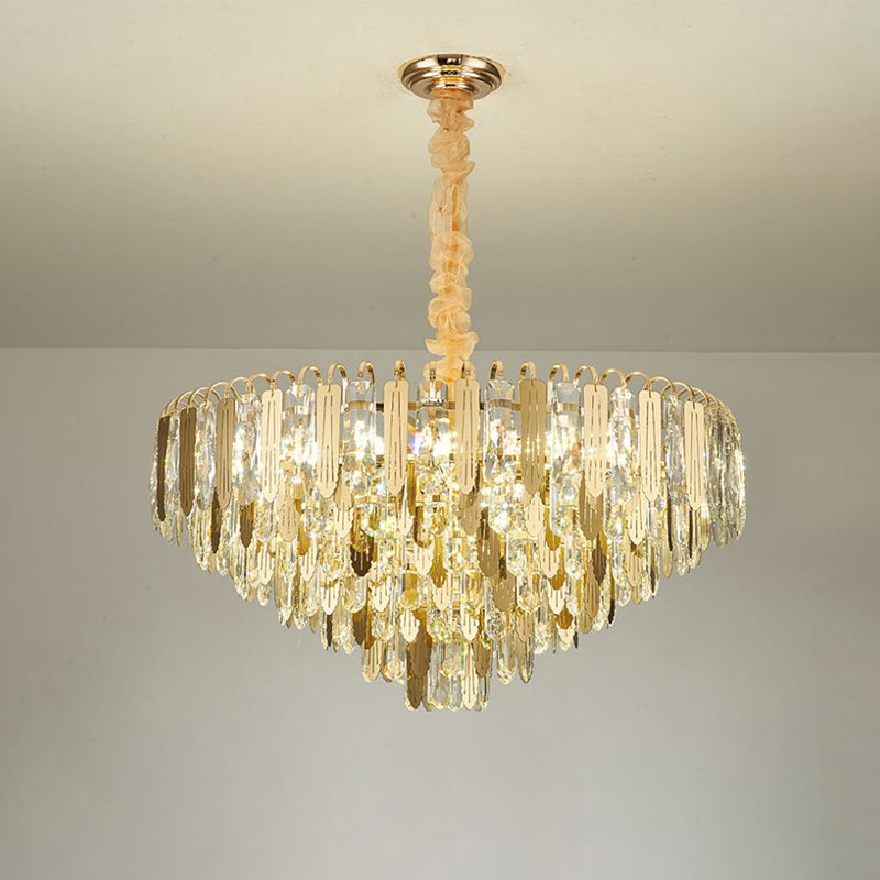 Contemporary Gold Crystal Draping Chandelier With 6 Heads – Elegant Bedroom Lighting