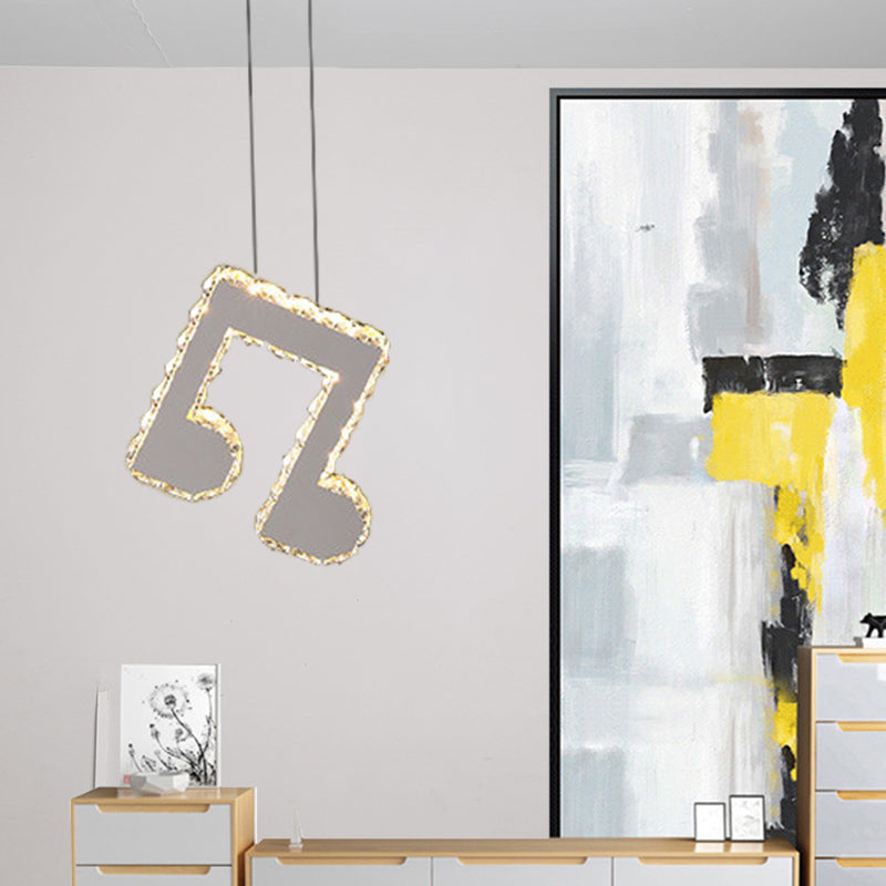 Musical Note Led Pendant Light - Stylish Stainless Steel Crystal Mini Lamp Stainless-Steel / B