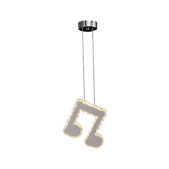 Musical Note Led Pendant Light - Stylish Stainless Steel Crystal Mini Lamp