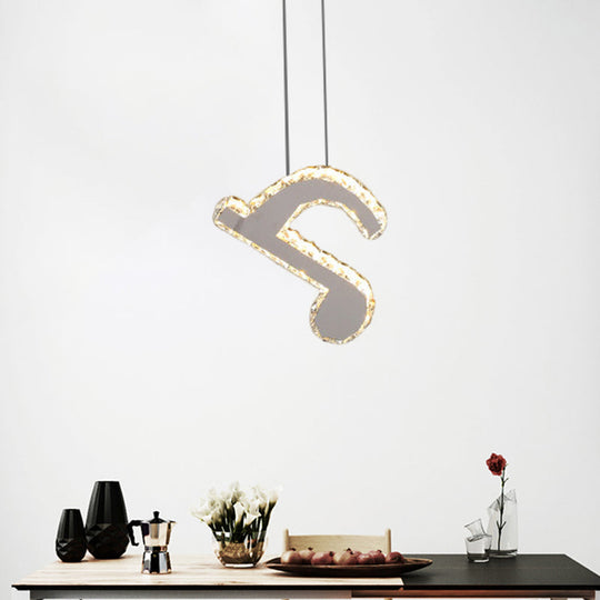 Musical Note Led Pendant Light - Stylish Stainless Steel Crystal Mini Lamp Stainless-Steel / C