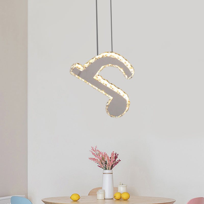 Musical Note Led Pendant Light - Stylish Stainless Steel Crystal Mini Lamp