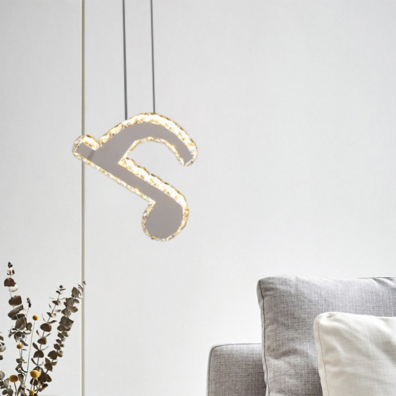 Musical Note Led Pendant Light - Stylish Stainless Steel Crystal Mini Lamp