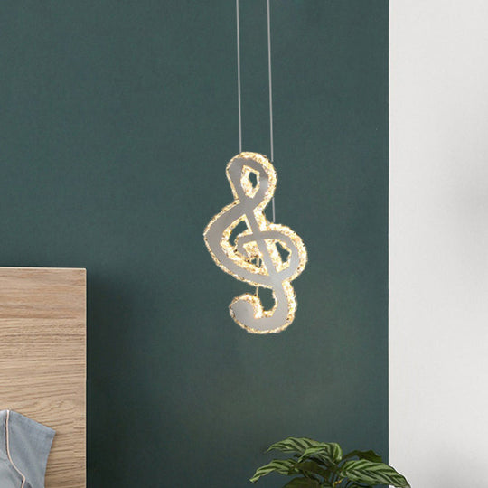 Musical Note Led Pendant Light - Stylish Stainless Steel Crystal Mini Lamp