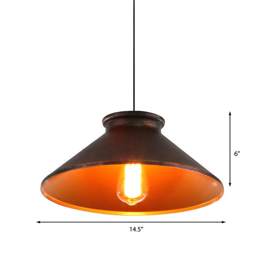 Vintage Style Pendant Light With Metal Shade | 1 Bulb Suspension Lighting For Dining Room In