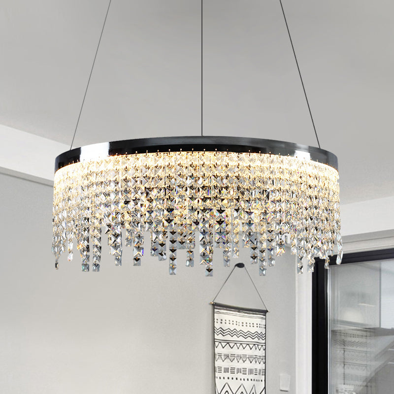 16’/19.5’ Wide Chrome Round Led Crystal Ceiling Chandelier In Modern Style - Warm/White Light /