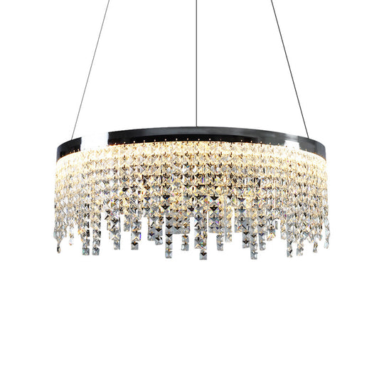 16’/19.5’ Wide Chrome Round Led Crystal Ceiling Chandelier In Modern Style - Warm/White Light