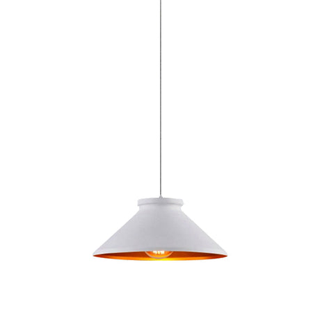 Vintage Style Pendant Light With Metallic Tapered Shade - 1 Bulb Suspension For Dining Room In