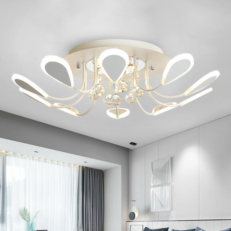 Teardrop Flushmount Bevel Cut Glass Ceiling Fixture - Modern Style Black/White 10/12 Bulbs