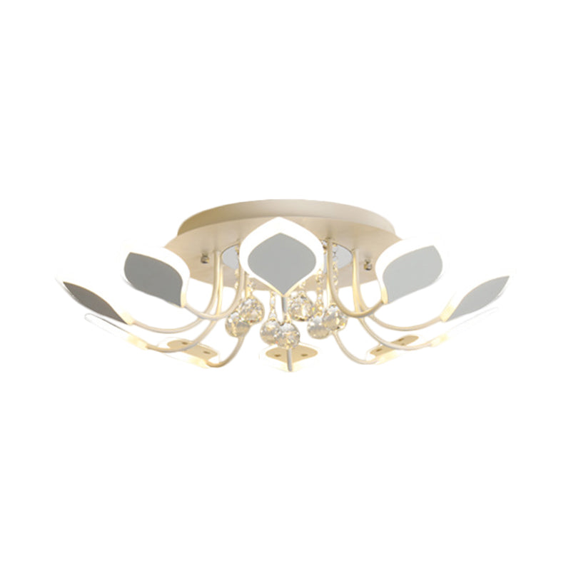 Modern Black/White Crystal Ceiling Light With Raindrop Shade – 10/12 Heads Parlor Flush Mount