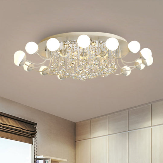 Hand-Cut Crystal Sphere Ceiling Light With Modern Design: 10/12-Head Black/White Mounting For Parlor