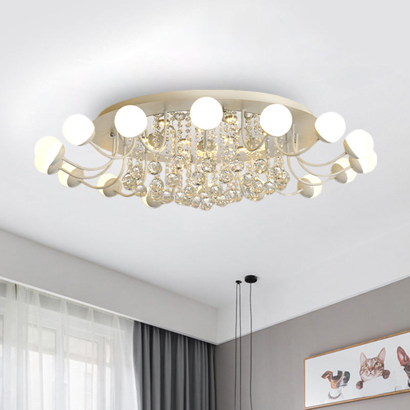 Hand-Cut Crystal Sphere Ceiling Light With Modern Design: 10/12-Head Black/White Mounting For Parlor