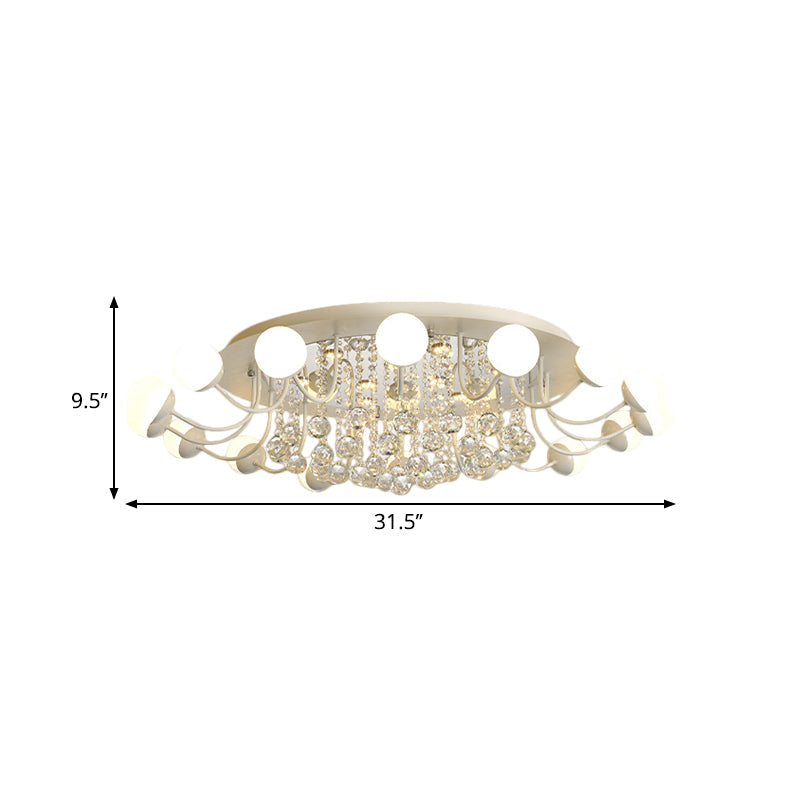 Hand-Cut Crystal Sphere Ceiling Light With Modern Design: 10/12-Head Black/White Mounting For Parlor