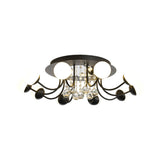 Hand-Cut Crystal Sphere Ceiling Light With Modern Design: 10/12-Head Black/White Mounting For Parlor