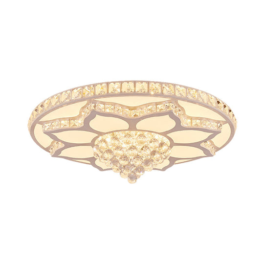 Lotus Crystal Led Flush Mount Ceiling Light - 19.5’/23.5’ Wide Modern Cut Crystals Warm/White