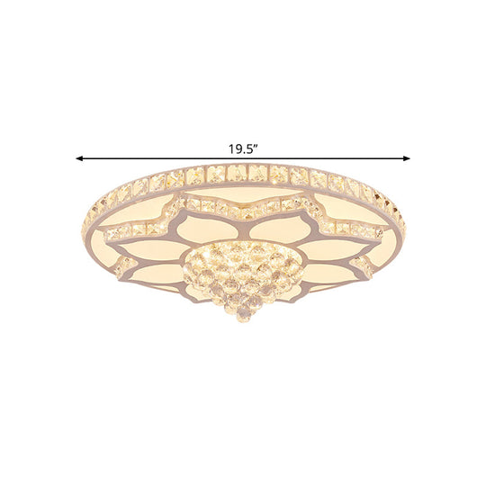 Lotus Crystal Led Flush Mount Ceiling Light - 19.5’/23.5’ Wide Modern Cut Crystals Warm/White