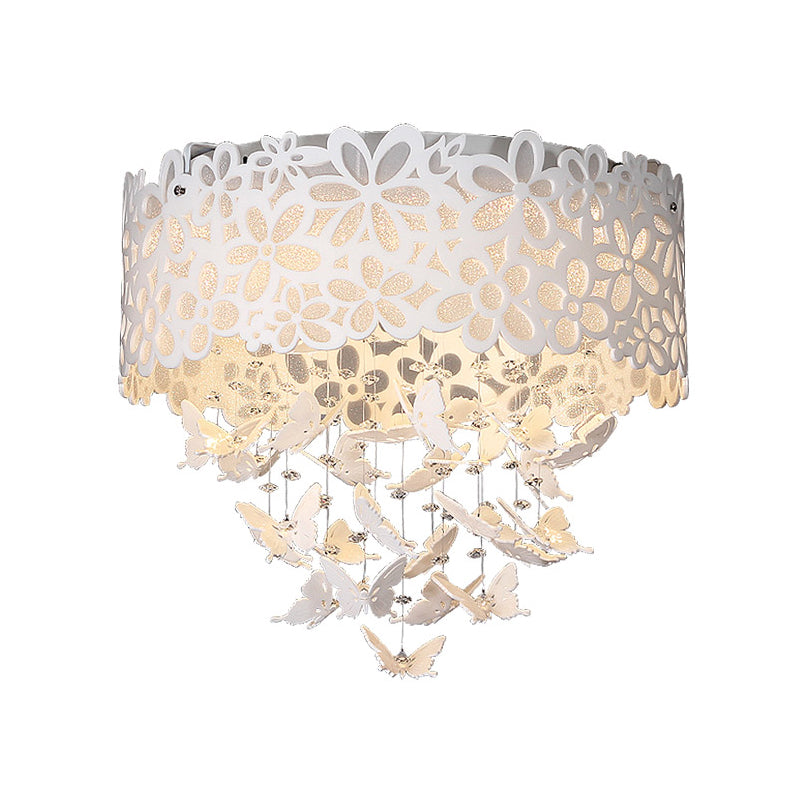 Contemporary White Led Indoor Flush Mount Ceiling Light With Butterfly Shade - 4/8 - Light
