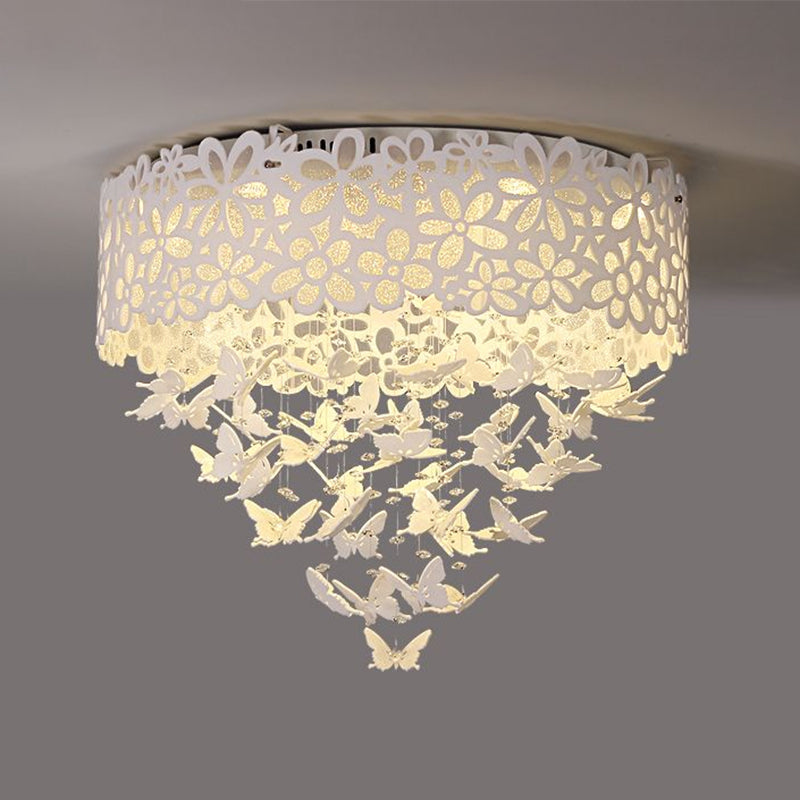 Contemporary White Led Indoor Flush Mount Ceiling Light With Butterfly Shade - 4/8 - Light