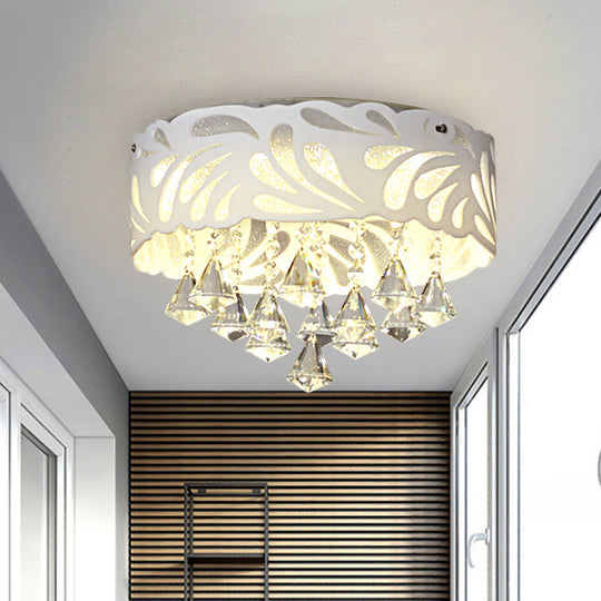 Modern Clear Crystal Flushmount Ceiling Light Fixture - 18/23.5/12.5 Width 8/12-Bulb/Led With Drum