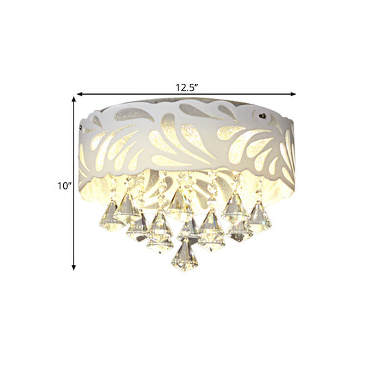 Modern Clear Crystal Flushmount Ceiling Light Fixture - 18/23.5/12.5 Width 8/12-Bulb/Led With Drum