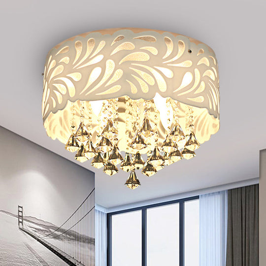 Modern Clear Crystal Flushmount Ceiling Light Fixture - 18/23.5/12.5 Width 8/12-Bulb/Led With Drum