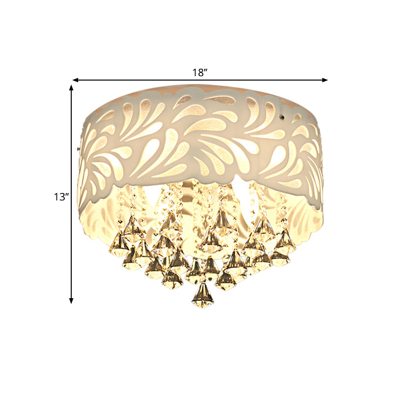 Modern Clear Crystal Flushmount Ceiling Light Fixture - 18/23.5/12.5 Width 8/12-Bulb/Led With Drum