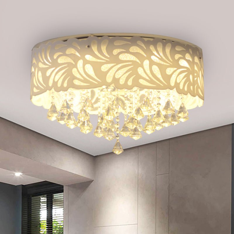Modern Clear Crystal Flushmount Ceiling Light Fixture - 18/23.5/12.5 Width 8/12-Bulb/Led With Drum