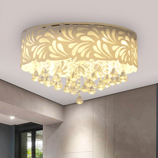 Modern Clear Crystal Flushmount Ceiling Light Fixture - 18/23.5/12.5 Width 8/12-Bulb/Led With Drum