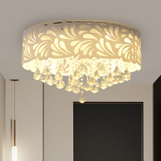Modern Clear Crystal Flushmount Ceiling Light Fixture - 18/23.5/12.5 Width 8/12-Bulb/Led With Drum